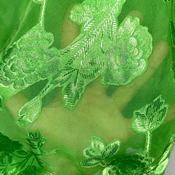 Vintage California Dynasty Green Sheer Floral Chemise Slip Nightgown Dress Small - Picture 4 of 11